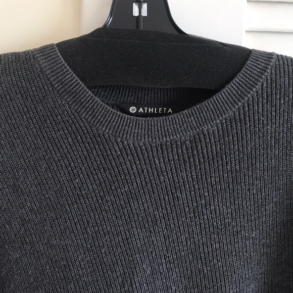 ATHLETA brand long sweater in ribbed charcoal grey - Picture 3 of 4
